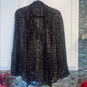 J. Crew Black and Metallic Scarf Tie Blouse with Camisole